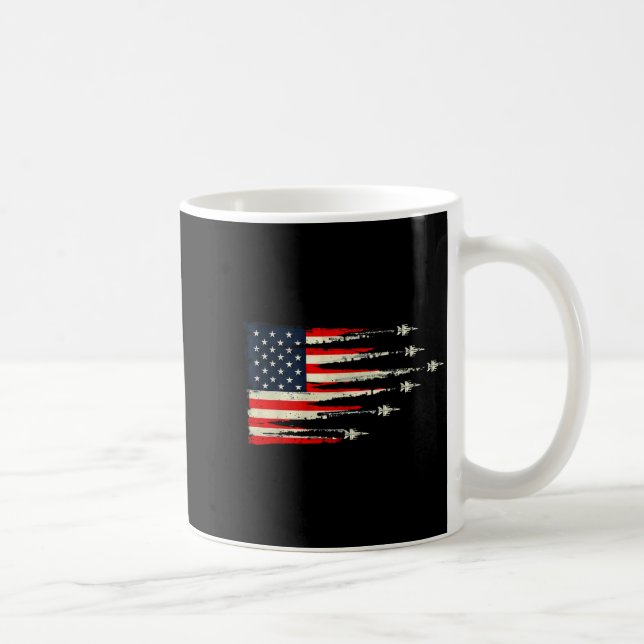 Patriotic Red White Blue Usa Flag Fighter Jets 4th Coffee Mug (Right)