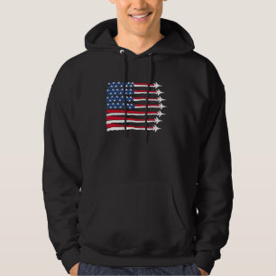 Patriotic Red White Blue USA Flag Fighter Jets 4th Hoodie