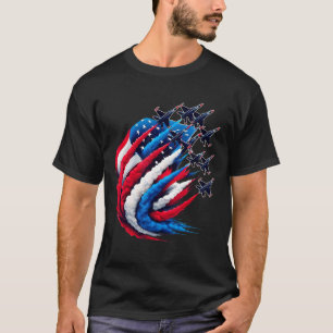 Patriotic Red White Blue Usa Flag Fighter Jets 4th T-Shirt