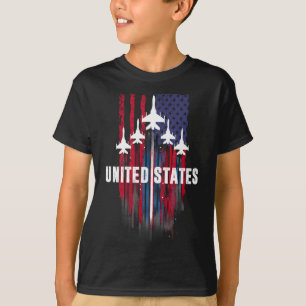Patriotic Red White Blue Usa Flag Fighter Jets 4th T-Shirt