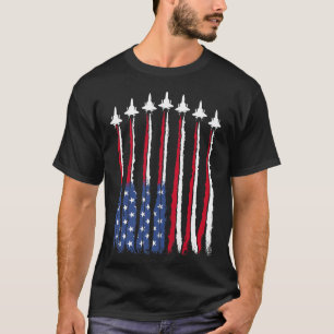 Patriotic Red White Blue Usa Flag Fighter Jets 4th T-Shirt