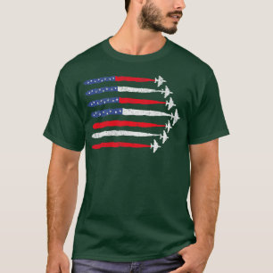 Patriotic Red White Blue USA Flag Fighter Jets 4th T-Shirt