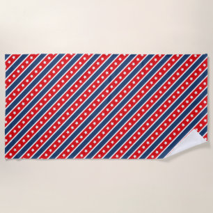 Patriotic Red, White & Blue USA Stars & Stripes Beach Towel