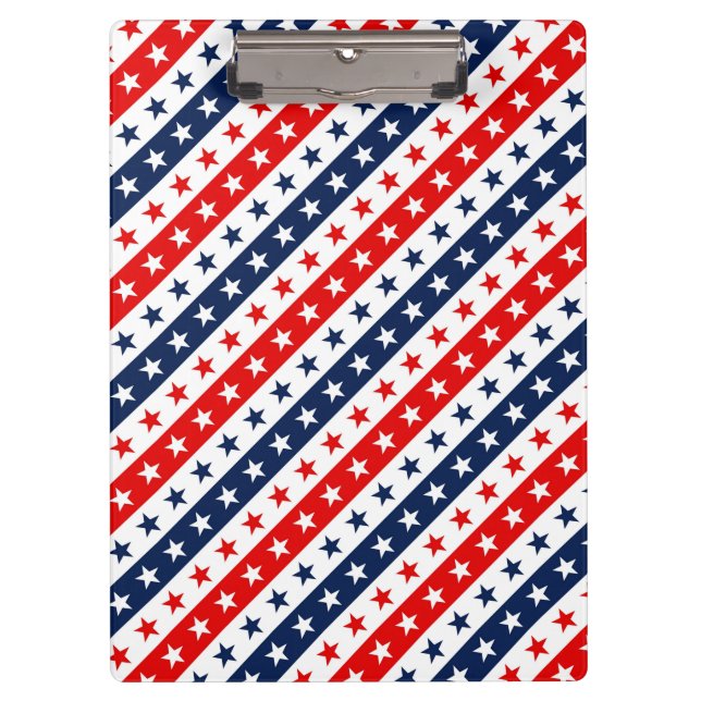 Patriotic Red, White & Blue USA Stars & Stripes Clipboard (Front)