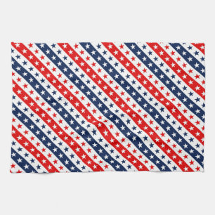 Patriotic Red, White & Blue USA Stars & Stripes Tea Towel