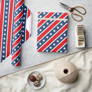 Patriotic Red, White & Blue USA Stars & Stripes Wrapping Paper