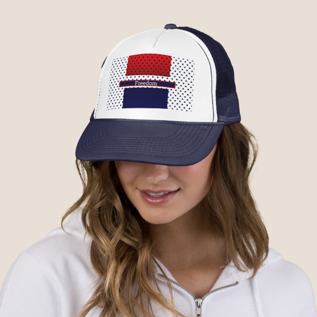Patriotic Red White & Blue with Stars   Trucker Ha Trucker Hat (In Situ)
