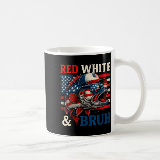 Patriotic Red White Bruh America Fish Fishing 4th Coffee Mug
