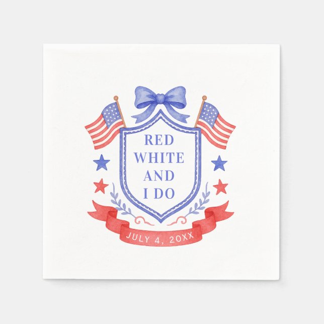 Patriotic Red White & I Do Bridal Shower Napkin (Front)