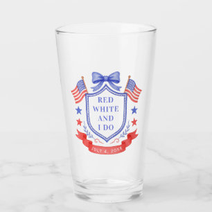 Patriotic Red White & I Do Bridal Shower Welcome Glass