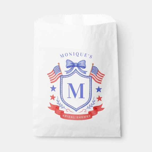 Patriotic Red White & I Do Monogram Bridal Shower Favour Bags (Front)