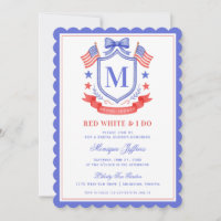 Patriotic Red White & I Do Monogram Bridal Shower