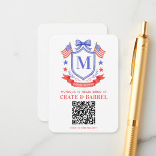 Patriotic Red White & I Do Monogram Gift Registry Enclosure Card