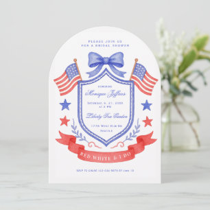 Patriotic Red White & I DoCrest Bridal Shower Invitation