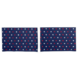 Patriotic red white navy blue star pattern modern pillowcase