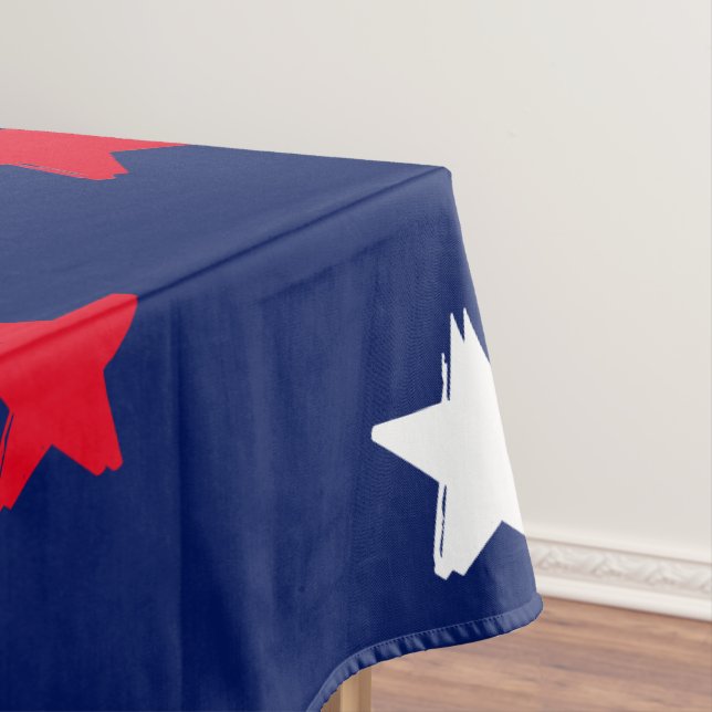 Patriotic red white navy blue stars pattern tablecloth (In Situ)
