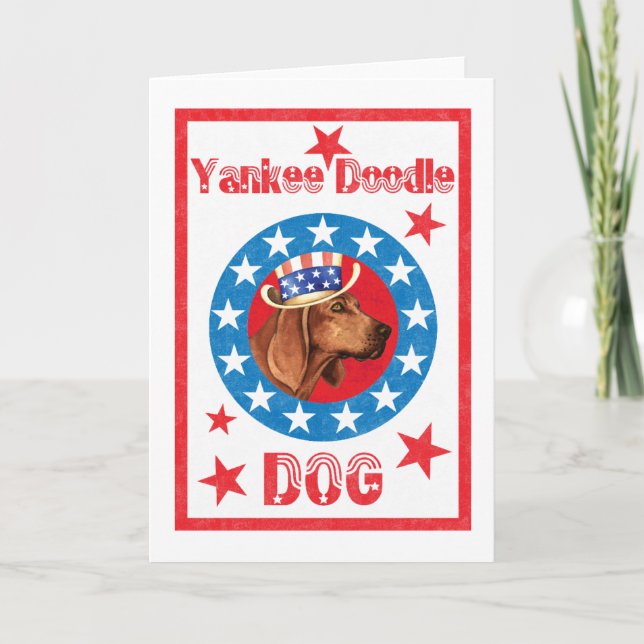 Patriotic Redbone Coonhound Card (Front)