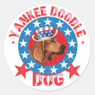 Patriotic Redbone Coonhound Classic Round Sticker