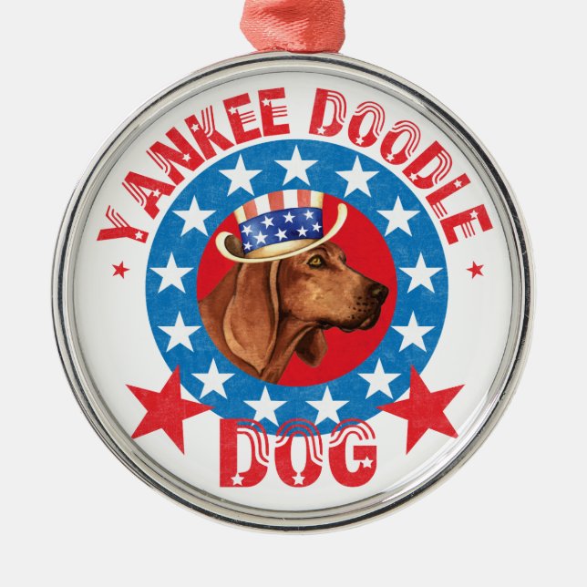 Patriotic Redbone Coonhound Metal Tree Decoration (Front)