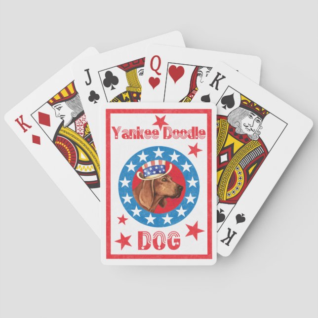 Patriotic Redbone Coonhound Playing Cards (Back)