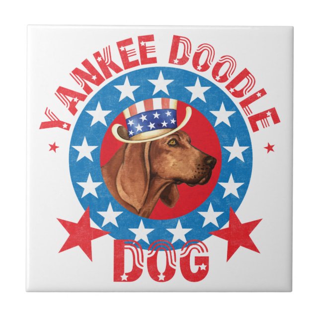 Patriotic Redbone Coonhound Tile (Front)