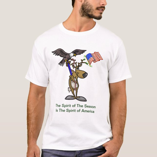 Patriotic Reindeer Christmas T-shirt (Front)