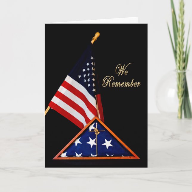 PATRIOTIC, REMEMBRANCE - FOLDED FLAG INCASED HOLIDAY CARD (Front)