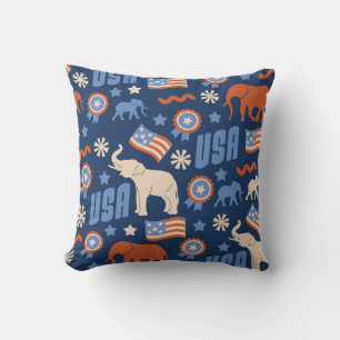 Patriotic Republican USA Elephant Cushion