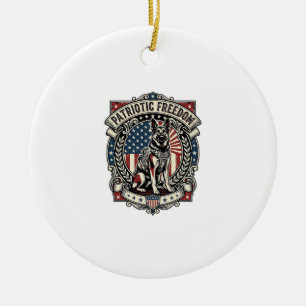 Patriotic Rescue Dog Ceramic Tree Decoration