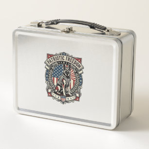 Patriotic Rescue Dog Metal Lunch Box