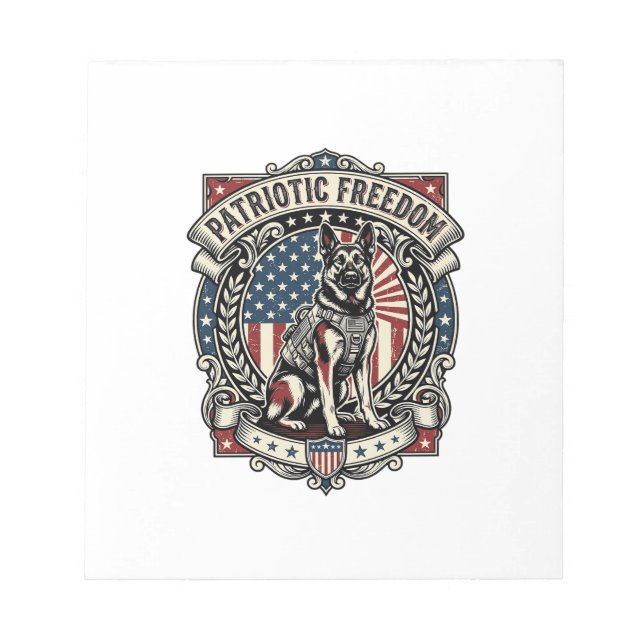 Patriotic Rescue Dog Notepad (Front)