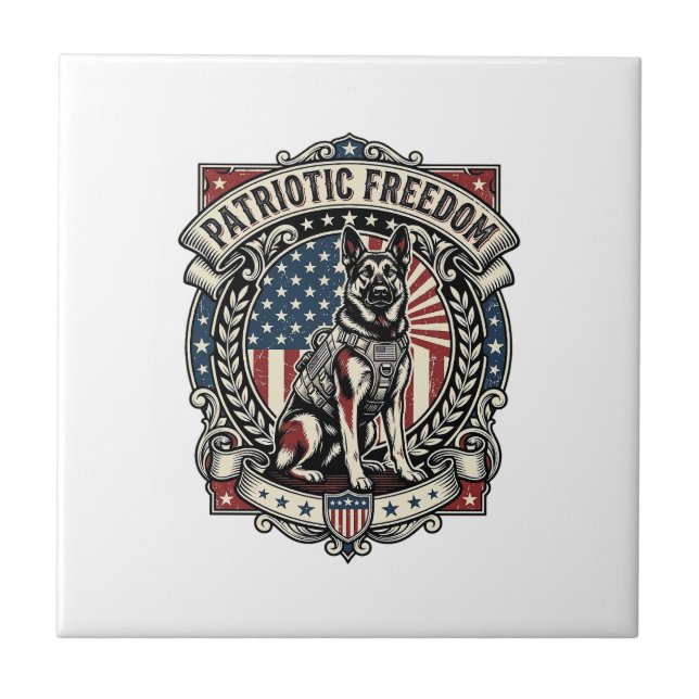 Patriotic Rescue Dog Tile (Front)