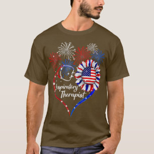 Patriotic Respiratory Therapist Sunflower 4th Of J T-Shirt