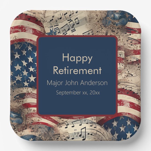 Patriotic Retirement Party Paper Plate (Front)
