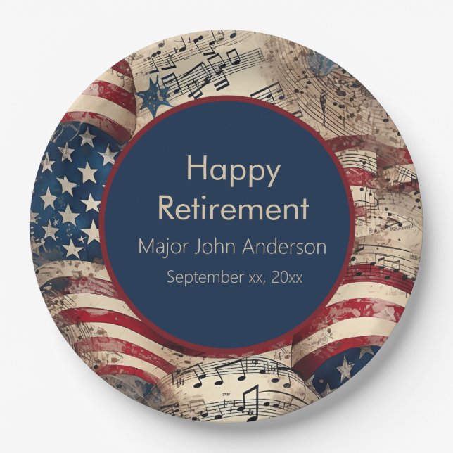 Patriotic Retirement Party Paper Plate (Front)