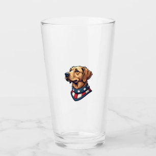 Patriotic Retriever Mascot Vintage Dog Tee 4 Glass