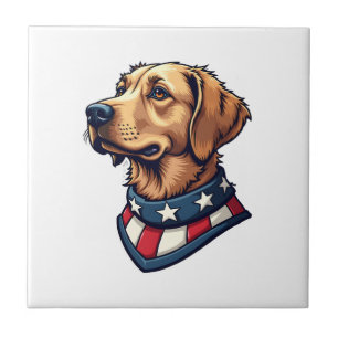 Patriotic Retriever Mascot Vintage Dog Tee 4 Tile
