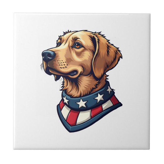 Patriotic Retriever Mascot Vintage Dog Tee 4 Tile (Front)