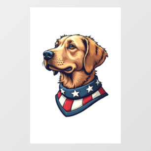 Patriotic Retriever Mascot Vintage Dog Tee 4 Window Cling