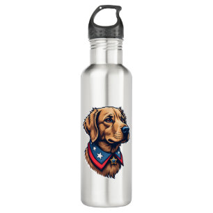Patriotic Retriever Mascot Vintage Dog Tee 710 Ml Water Bottle
