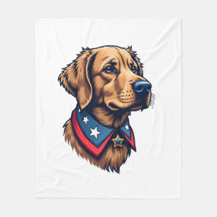 Patriotic Retriever Mascot Vintage Dog Tee Fleece Blanket