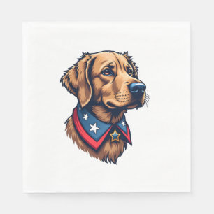 Patriotic Retriever Mascot Vintage Dog Tee Napkin