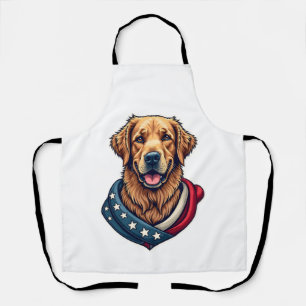 Patriotic Retriever Pride Vintage Dog Shirt 4 Apron