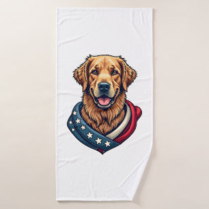 Patriotic Retriever Pride Vintage Dog Shirt 4 Bath Towel
