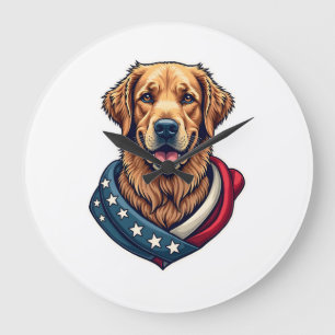 Patriotic Retriever Pride Vintage Dog Shirt 4 Large Clock
