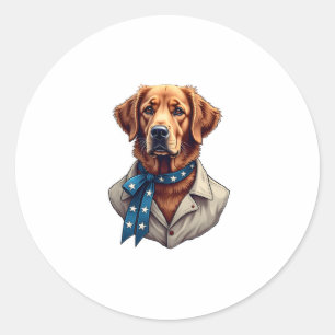 Patriotic Retriever Pride Vintage Dog Shirt Classic Round Sticker