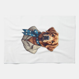 Patriotic Retriever Pride Vintage Dog Shirt Tea Towel