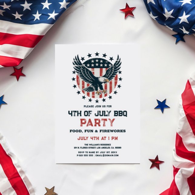 Patriotic Retro American Eagle BBQ Invitation (Creator Uploaded)
