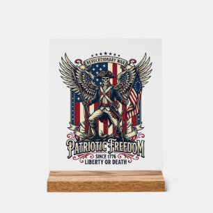Patriotic Revolutionary War Skeleton Dark Patriot Acrylic Sign
