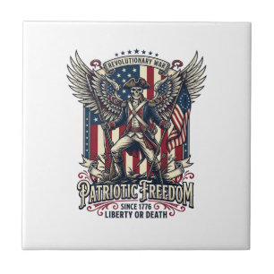 Patriotic Revolutionary War Skeleton Dark Patriot Tile